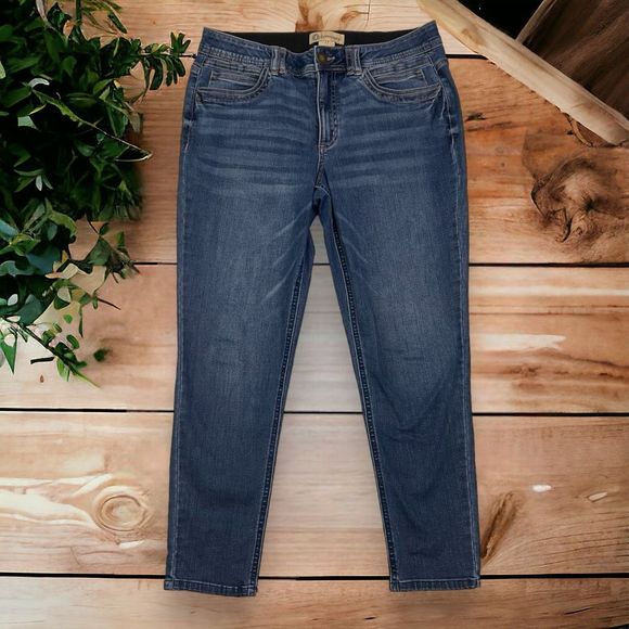 Democracy Jeans Crop Ab Solution Donna, Tessuto Super Elasticizzato, Pannello Dimagrante E Controllo Pancia, Vita Senza Gap, Lunghezza Risvolto 27"